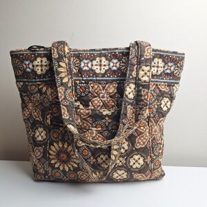 Vera Bradley Classic Shoulder Quilted Tote Bag Boho Canyon Brown Floral